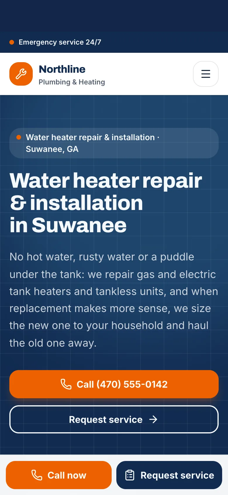 Plumbing & Heating template, a service page